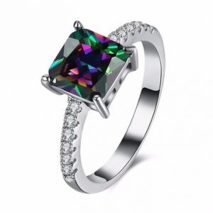 Sweet Zircon Ring Rhinestone Rainbow Zircon Women Ring