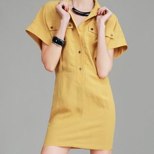 Symmetric Simple Woven Sheath Batwing Mini Dress