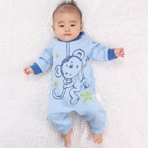 TUBENG Baby Monkey Print Long Sleeve O-Neck Rompers