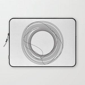 Tangled Black Circles on White pattern design Computer Cover by lucy brown lane - Laptop Sleeve - 13"