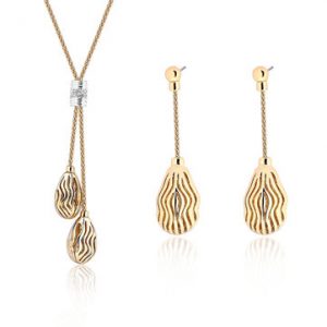 Tassel Jewelry Set Gold Plated Rhinestone Necklace Earrings Set