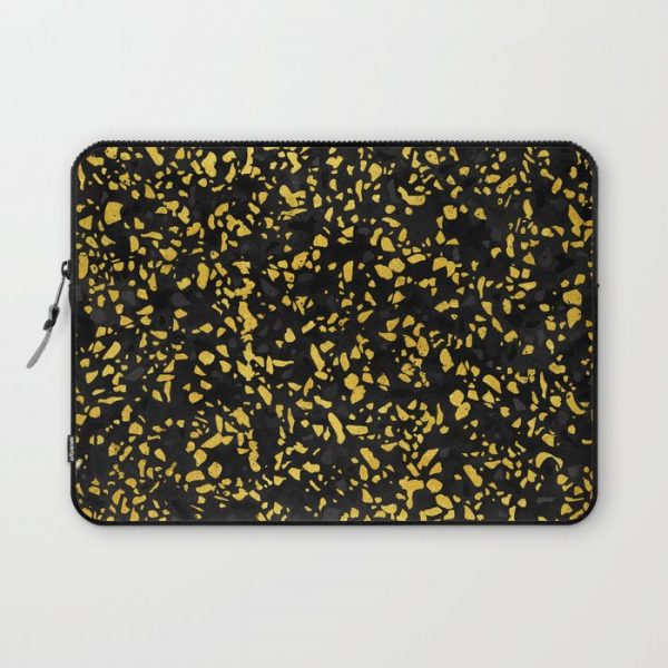 Terrazzo Memphis black grey gold Computer Cover by Sylvain Combe - Laptop Sleeve - 13"