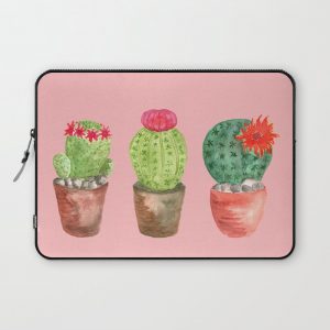 Three Cacti watercolor pink Computer Cover by LaVieClaire - Laptop Sleeve - 13"