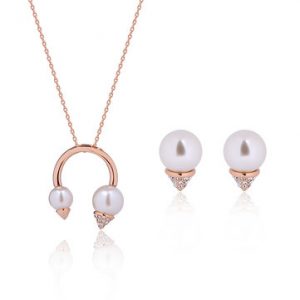 Trendy Jewelry Set Rhinestone Pearl Special Earrings Necklace Set