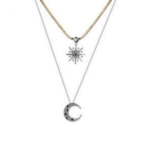 Trendy Women's Necklace Star Moon Rhinestone Necklace