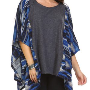 Tribal Casual Batwing Polyester Tunic