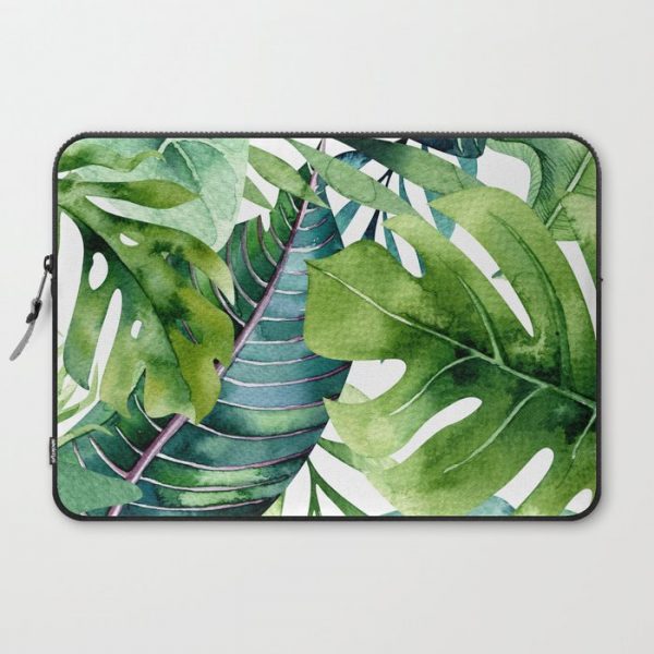 Tropical Jungle Leaves Computer Cover by Amy Peterson Art Studio - Laptop Sleeve - 15"