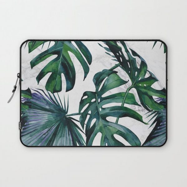 Tropical Palm Leaves Classic on Marble Computer Cover by Simple Luxe - Laptop Sleeve - 13"