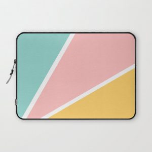 Tropical summer pastel pink turquoise yellow color block geometric pattern Computer Cover by Girly Trend - Laptop Sleeve - 13"