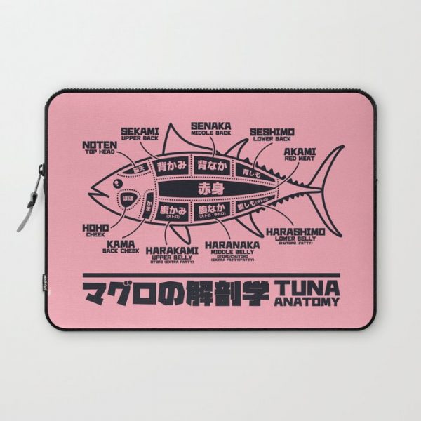 Tuna Anatomy Japanese Maguro Sushi - Coral Computer Cover by vectordreams - Laptop Sleeve - 13"