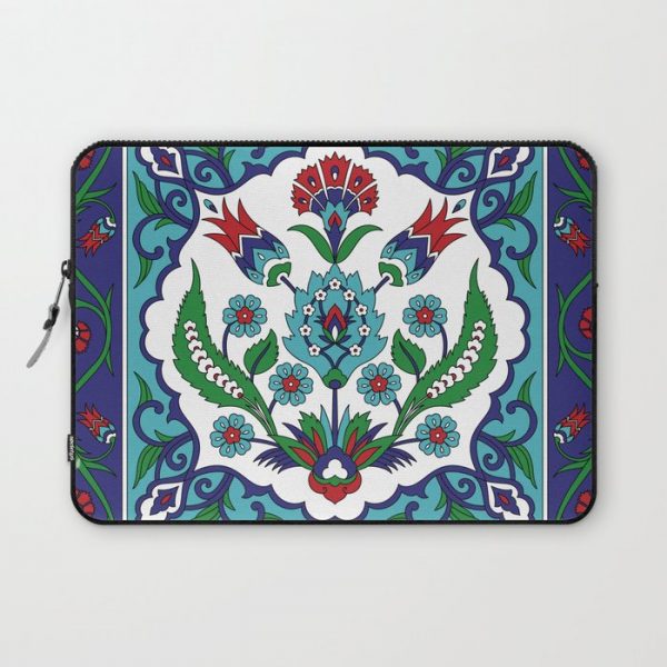 Turkish Tile Pattern - Vintage iznik ceramic with tulips Computer Cover by Patterns Journey - Laptop Sleeve - 13"