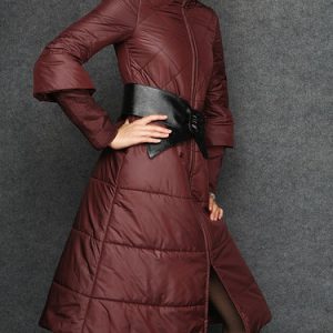 Turtleneck A-line Long Sleeve Plain Coat