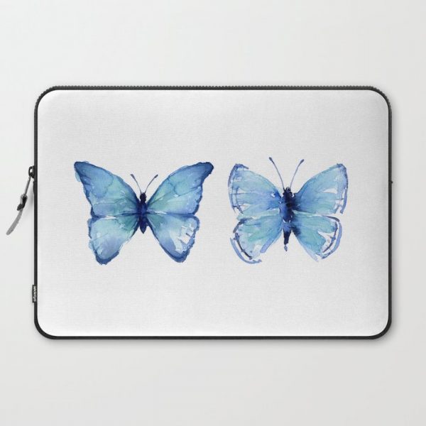 Two Blue Butterflies Watercolor Computer Cover by Olechka - Laptop Sleeve - 15"