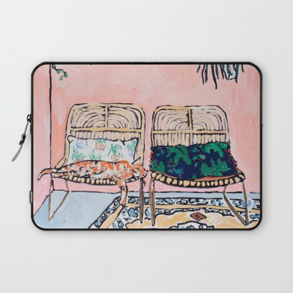 Two Chairs and a Napping Ginger Cat Computer Cover by Lara Lee Meintjes - Laptop Sleeve - 13"