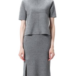 Two Piece Stand Collar Cotton Knitted Casual Midi Dress