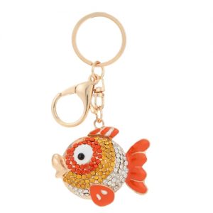 Unique Flying Fish Animal Keyring Rhinestone Car Key Chain Charm Pendant Jewelry Accessories for Gift