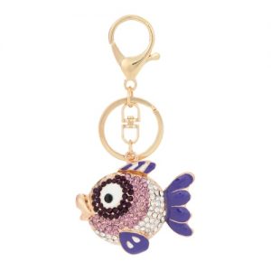 Unique Flying Fish Animal Keyring Rhinestone Car Key Chain Charm Pendant Jewelry Accessories for Gift