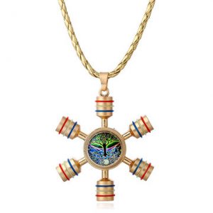 Unisex Fidget Spinner Shape Unique Necklace Tree of Life Pendant for Men Women