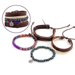 Unisex Multi Bracelet Samba Christian Woven Beads Leather Bracelet