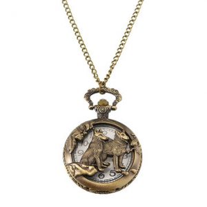 Unisex Retro Watch Vintage Wolf Animals Pocket Watch