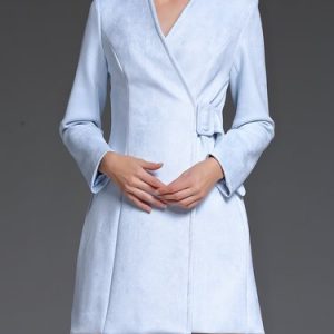 V Neck Long Sleeve Plain A-line Coat