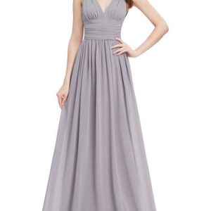 V Neck Sleeveless Elegant Plain Evening Dress