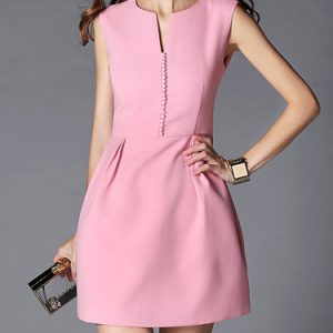 V Neck Sleeveless Girly A-line Mini Dress