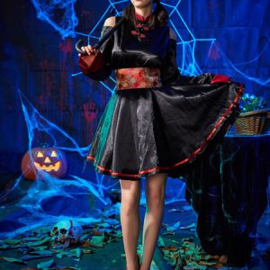 Vampire Halloween Costumes Black Print Chinese Zombie Holidays Costumes