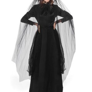 Vampire Halloween Costumes Black Women Dress Headband Set Holidays Costumes