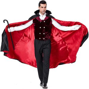 Vampire Halloween Costumes Cloak Shirt Pant 5 Piece Set Men Holidays Costumes