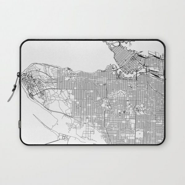 Vancouver White Map Computer Cover by multipliCITY - Laptop Sleeve - 13"