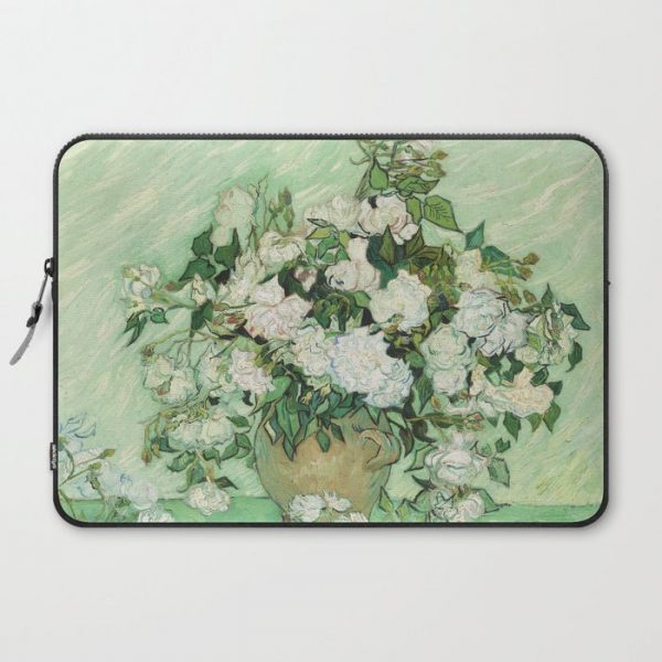 Vase with Pink Roses by Vincent van Gogh Computer Cover by Palazzo Art Gallery - Laptop Sleeve - 15"