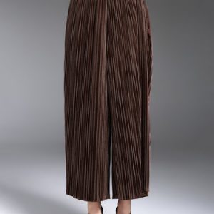 Velvet Casual Pleated Wide Leg Pants