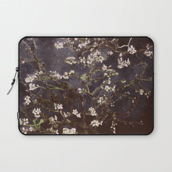 Vincent Van Gogh Almond Blossoms dark gray slate Computer Cover by PureVintageLove - Laptop Sleeve - 13"