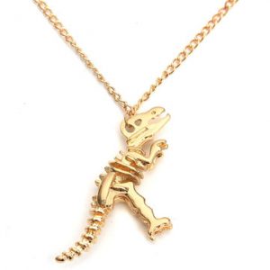 Vintage Dinosaur Skeleton Metal Chain Necklace