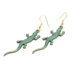 Vintage Earrings Alloy Blue Gecko Long Earrings