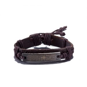 Vintage Fashion Alloy Metal Charm Strap Leather Wristband Unisex Bracelet