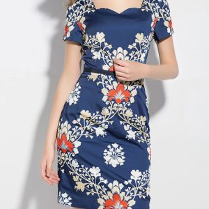 Vintage Floral Short Sleeve Mini Dress