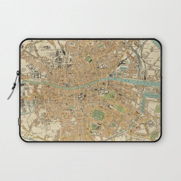 Vintage Map of Dublin Ireland (1914) Computer Cover by BravuraMedia - Laptop Sleeve - 13"