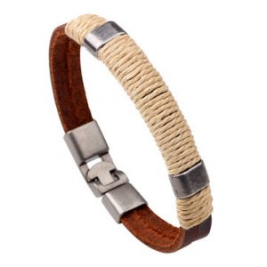 Vintage Multilayer Braided Linen Leather Men Bracelet