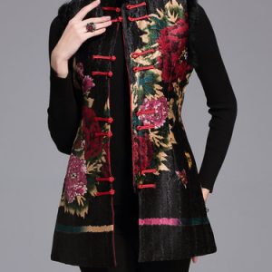 Vintage Sleeveless Floral-print Fur And Shearling Coat