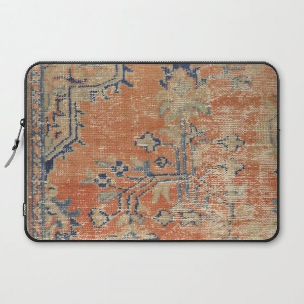 Vintage Woven Navy and Orange Computer Cover by Jennifer Rizzo Design Company - Laptop Sleeve - 15"