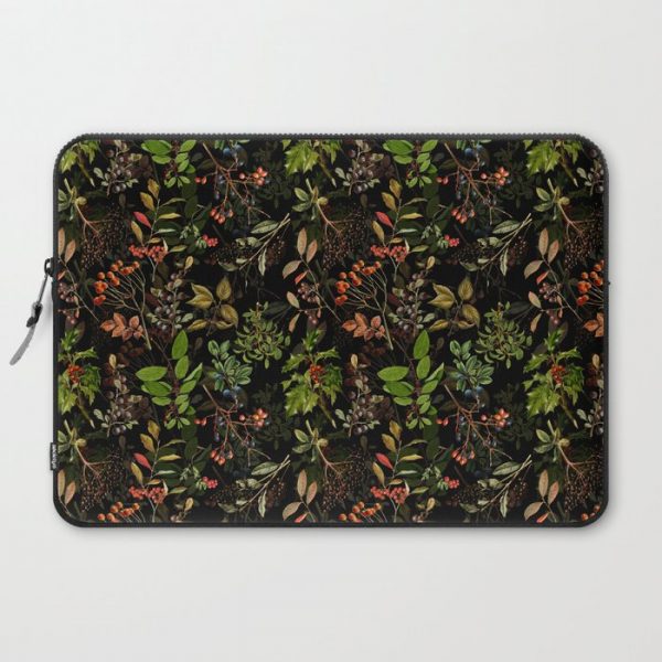 Vintage & Shabby Chic - vintage botanical wildflowers and berries on black Computer Cover by Vintage & Love - Laptop Sleeve - 15"