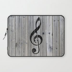 Vintage black music note Treble Clef gray wood Computer Cover by Girly Trend - Laptop Sleeve - 13"