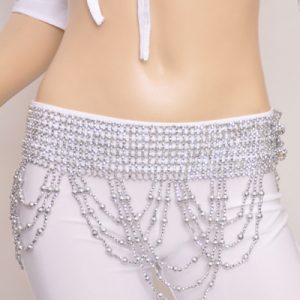 Waist Chain Belly Dance Costume Silver Circular Beading Plastic Women's Bollywood Dance Accessories