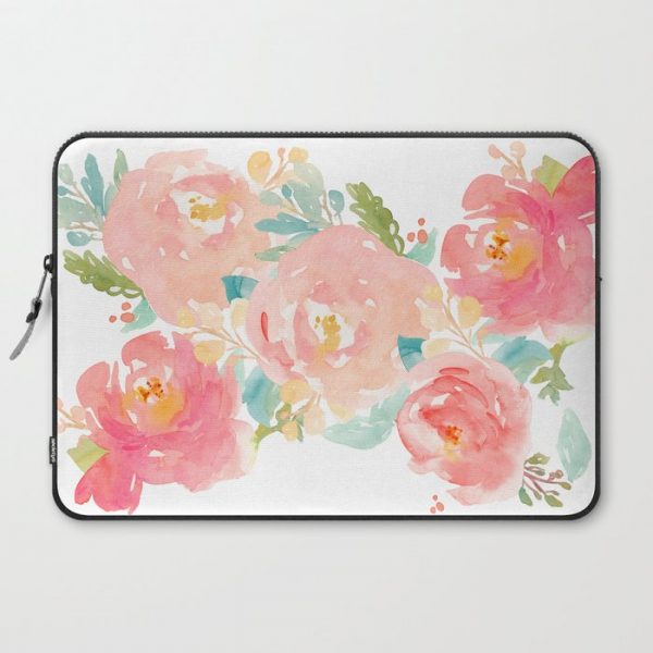 Watercolor Peonies Summer Bouquet Computer Cover by JunkyDotCom - Laptop Sleeve - 15"