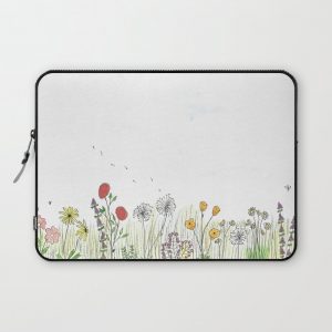 Watercolor Wildflower Meadow Computer Cover by Angela Lynn Art - Laptop Sleeve - 13"