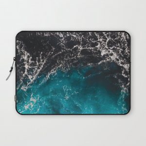 Wavy foamy blue black ombre sea water Computer Cover by PLdesign - Laptop Sleeve - 13"