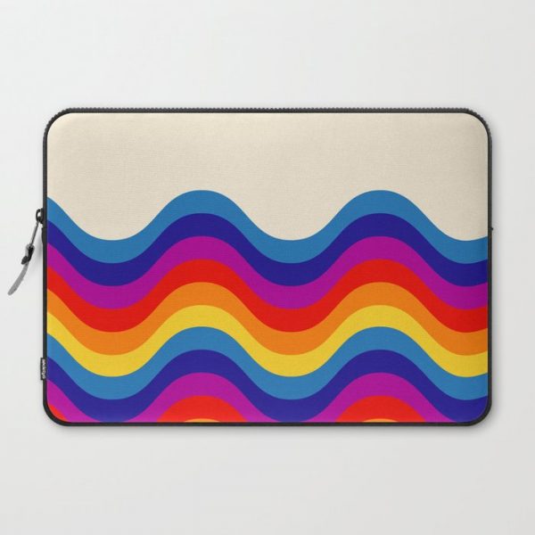 Wavy retro rainbow Computer Cover by showmemars - Laptop Sleeve - 15"