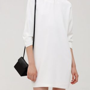 White 3/4 Sleeve Polyester Mini Dress